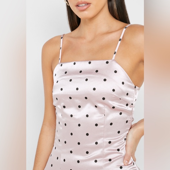 Missguided Satin Strappy Polka Dot Mini Dress - Picture 5 of 8